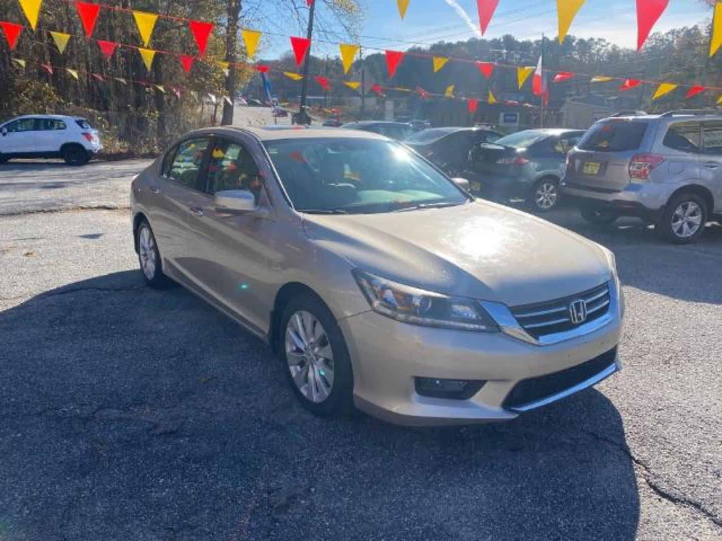 2014 Gold Honda Accord EX-L Sedan CVT (1HGCR2F88EA) with an 2.4L L4 DOHC 16V engine, Continuously Variable Transmission transmission, located at 1806 Veterans Memorial Hwy SW, Austell, GA, 30168, (770) 944-9558, 33.817959, -84.606987 - Photo#1