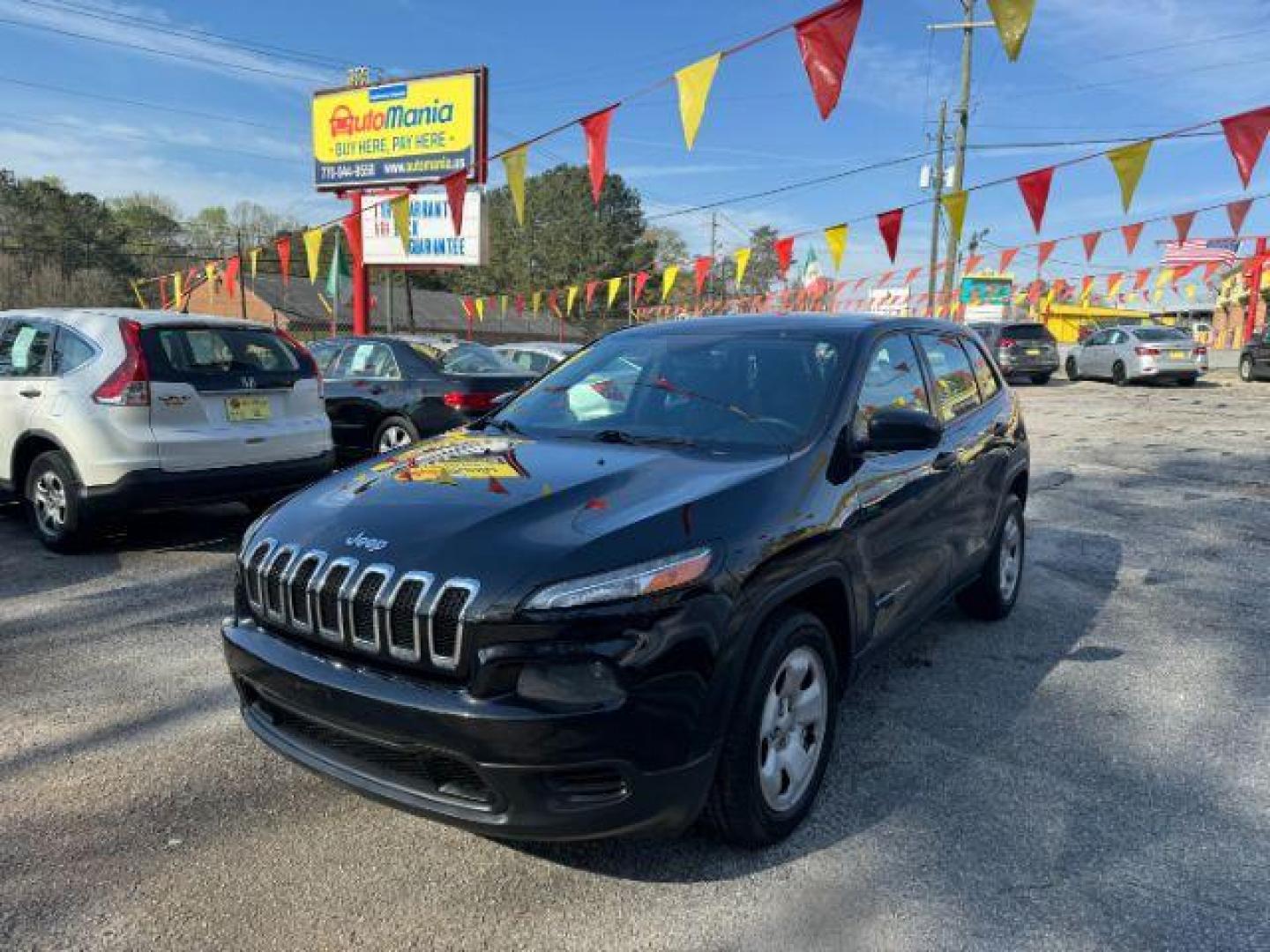 2014 Black Jeep Cherokee Sport FWD (1C4PJLAB7EW) with an 2.4L L4 DOHC 16V engine, 9-Speed Automatic transmission, located at 1806 Veterans Memorial Hwy SW, Austell, GA, 30168, (770) 944-9558, 33.817959, -84.606987 - Photo#0