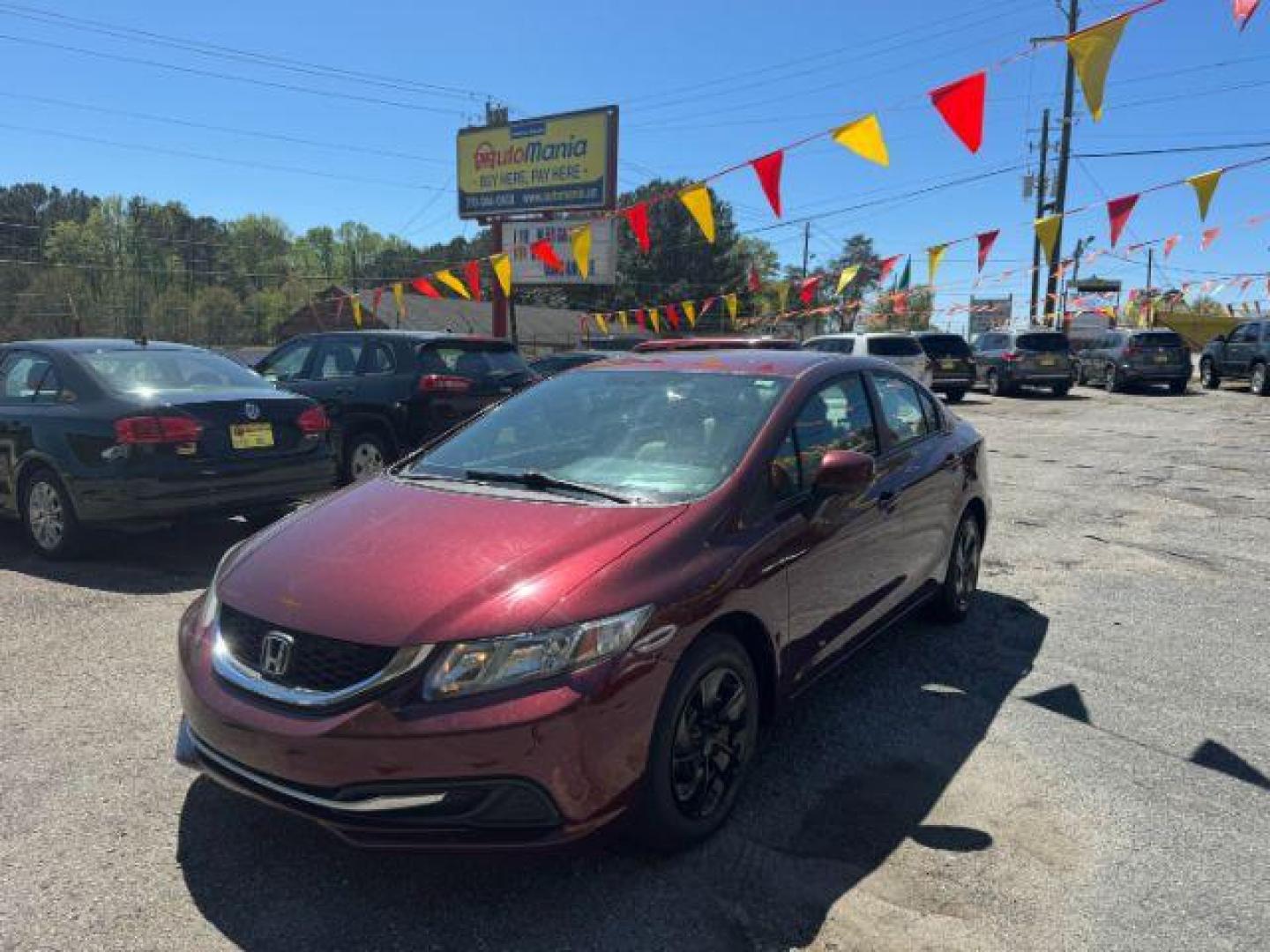 2013 Burgundy Honda Civic LX Sedan 5-Speed AT (19XFB2F55DE) with an 1.8L L4 SOHC 16V engine, 5-Speed Automatic transmission, located at 1806 Veterans Memorial Hwy SW, Austell, GA, 30168, (770) 944-9558, 33.817959, -84.606987 - Photo#0